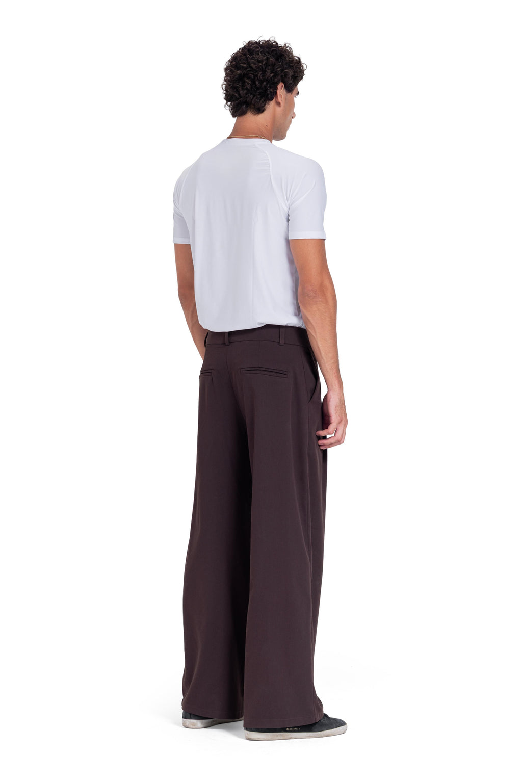 Pinstriped pleated trousers