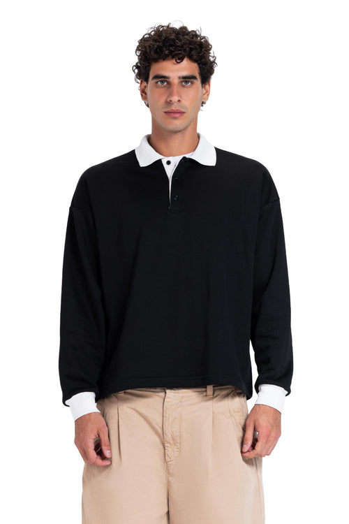 Cotton hemp polo sweatshirt