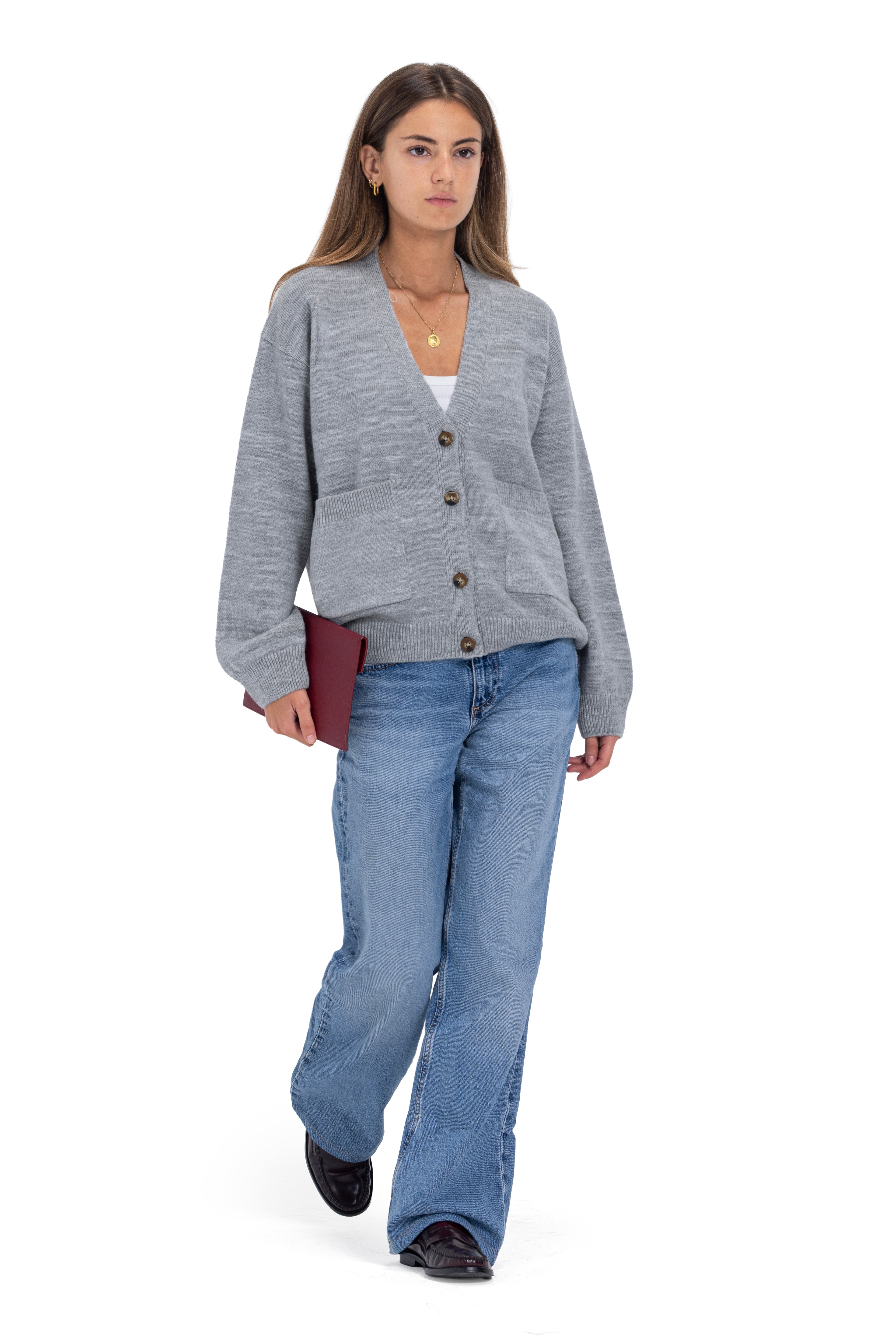 Gray knit cardigan