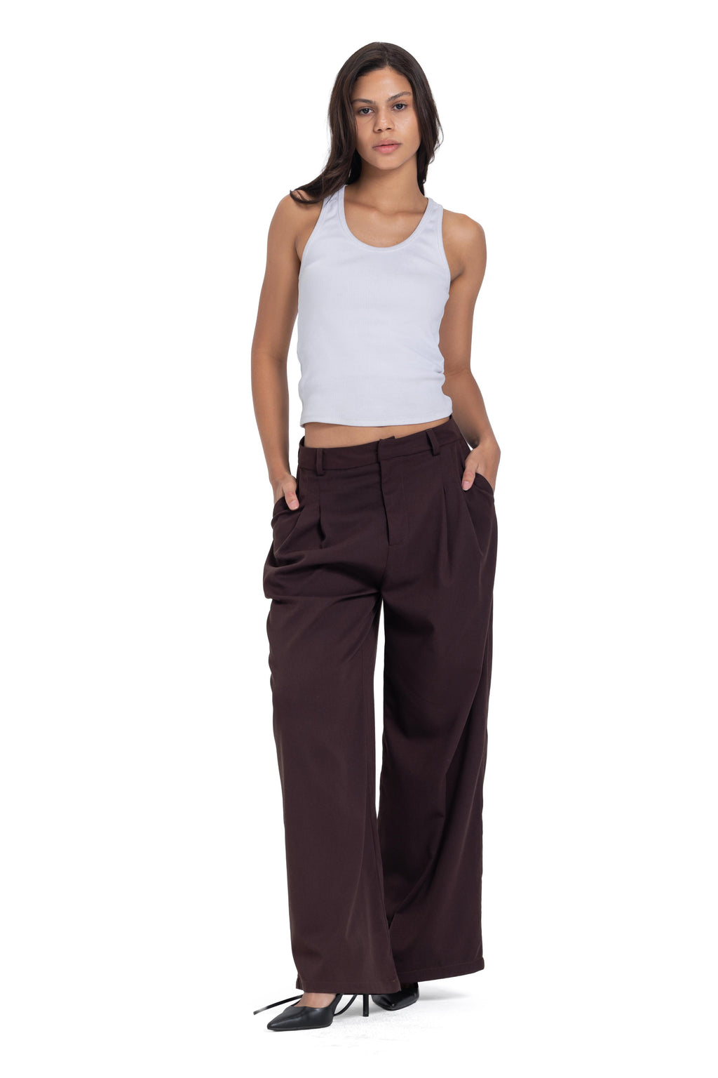 Darted relaxed leg trousers