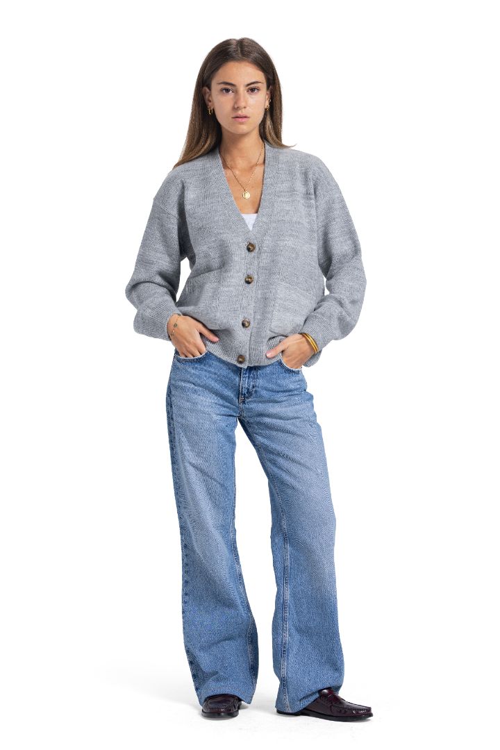 Gray knit cardigan